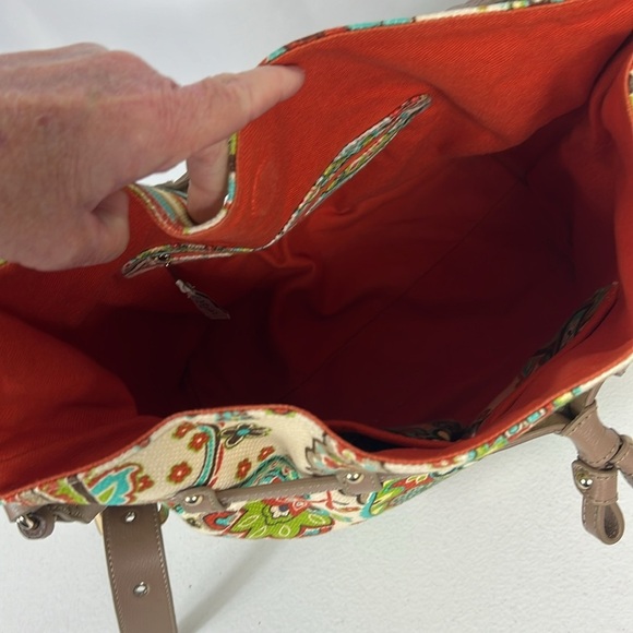 Spartina 449 Paisley Floral Large Shoulder Bag Turquoise & Orange - Picture 11 of 16
